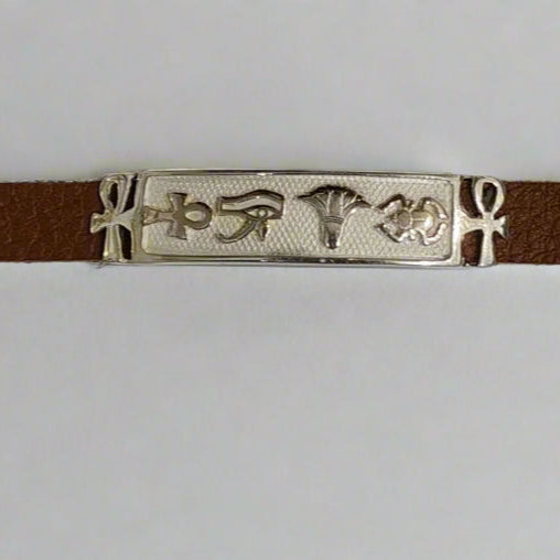 Natural Leather Bracelet with 900 Silver Plaque – Handcrafted Boho Style