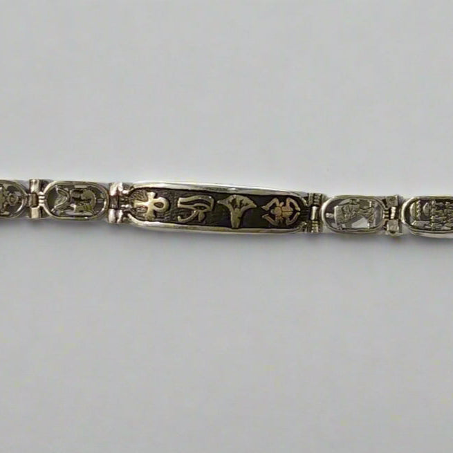 Handcrafted 900 Silver Plaque Bracelet with Solid Silver Band