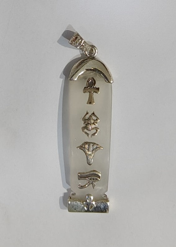 Silver Cartouche Inlaid with Mother of Pearl | Personalized Name Pendant with Ancient Elegance | Custom Name Jewelry