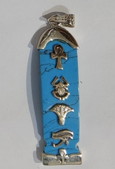 Turquoise Cartouche Inlaid with Silver | Personalized Egyptian Name Pendant with Healing Gemstone | Custom Name Jewelry