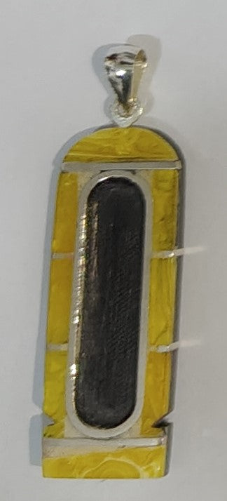 Ebony Cartouche with Amber – Personalized Name Pendant Blending Ancient Symbolism with Natural Warmth | Custom Name Jewelry