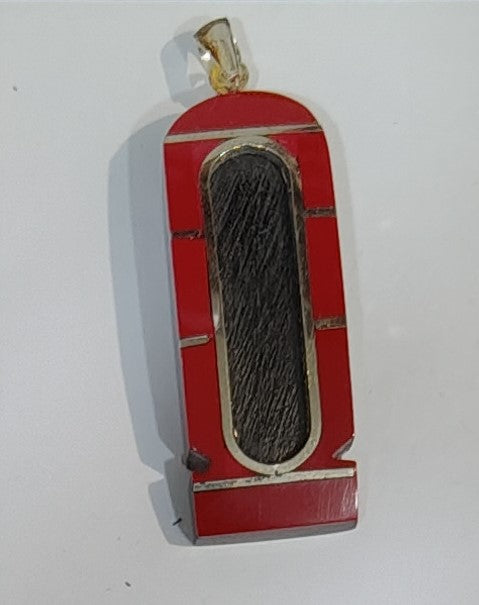 Ebony Cartouche Embedded in Coral – Ancient Power, Vibrant Energy | Jewelry
