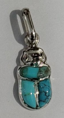 Silver Scarab Pendant with Genuine Turquoise | A Timeless Symbol of Protection and Healing | Fine Jewelry
