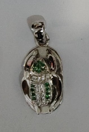 Sterling Silver Scarab Pendant with Gemstone Inlays | A Symbol of Protection, Power & Ancient Wisdom | Fine Jewelry
