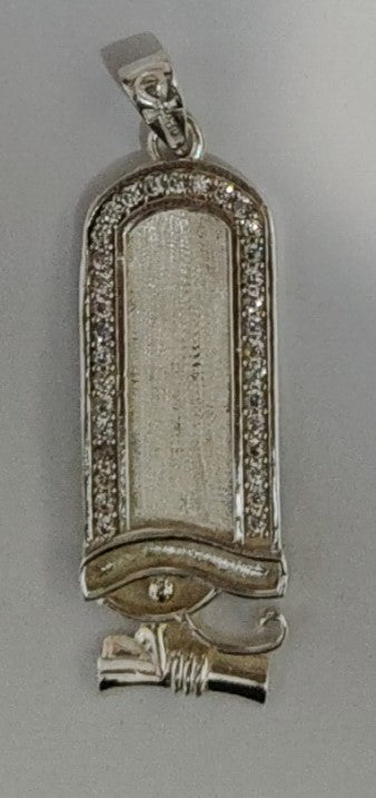 Sterling Silver Egyptian Cartouche Pendant with Gemstone Frame – A Personalized Symbol of Heritage & Elegance