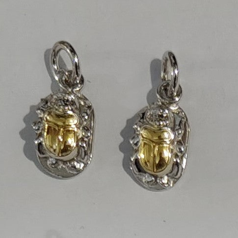 Small Gold-Plated Silver Scarab Pendant – A Delicate Symbol of Protection, Transformation & Timeless Style