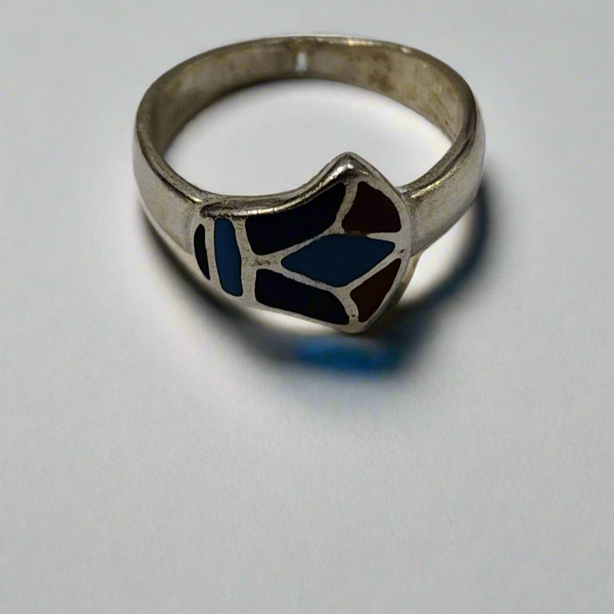 925 Sterling Silver Lotus Ring with Multicolored Stones – Small Size, Boho Spiritual Jewelry